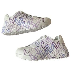 NWT Sketchers x JGoldcrown White Uno Lite Spread The Love Kids Sneaker Size